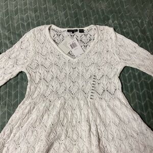 White Lace Knit Top